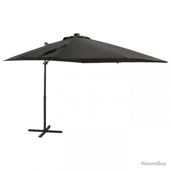 Parasol dport avec mt et lumires LED Anthracite 250 cm 312322