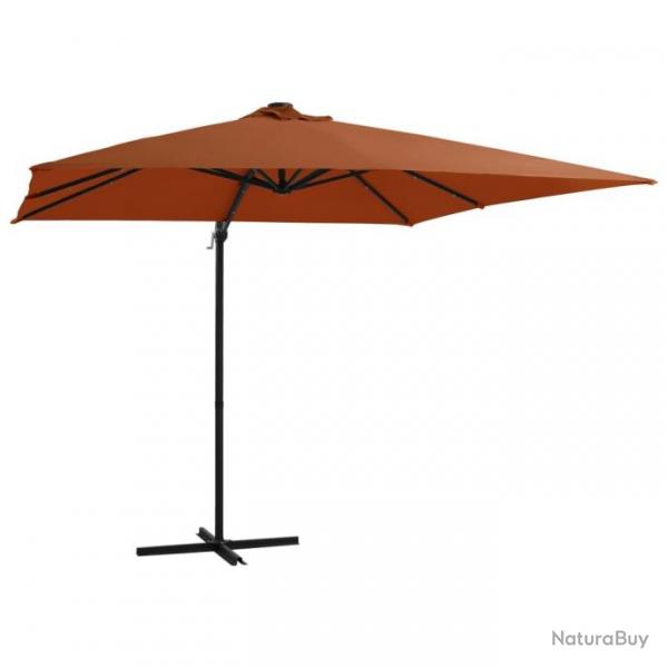 Parasol dport avec lumires LED Terre cuite 250x250 cm