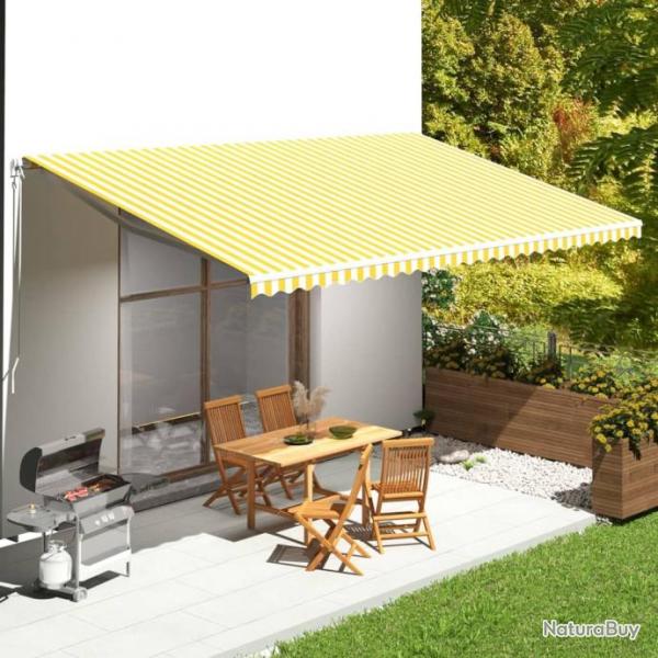 Store Tissu de remplacement pour auvent Jaune et blanc 6x3,5 m 311944