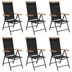 Chaises de jardin pliables 6 pcs Textilène Noir 312187