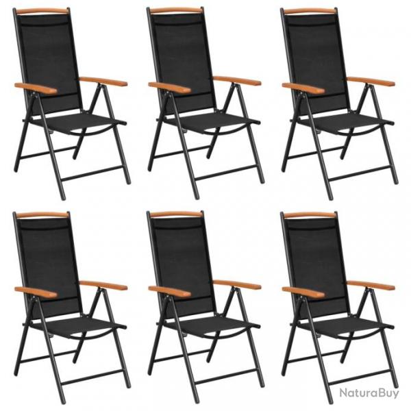 Chaises de jardin pliables 6 pcs Textilne Noir 312187