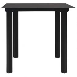 Table à dîner de jardin Noir 80x80x74 cm Acier et verre 312161