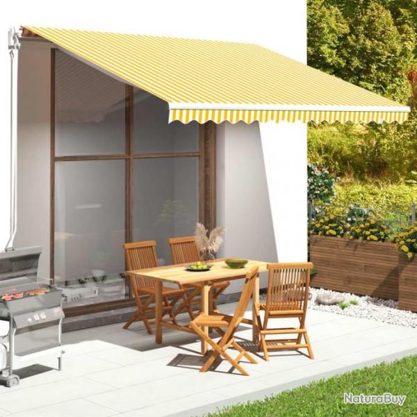 Store Tissu de remplacement pour auvent Jaune et blanc 4,5x3,5 m 311940