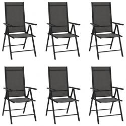 Chaises de jardin pliables 6 pcs Textilène Noir 312179