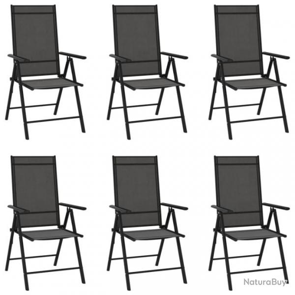 Chaises de jardin pliables 6 pcs Textilne Noir 312179