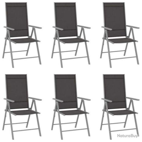 Chaises de jardin pliables 6 pcs Textilne Noir 312183