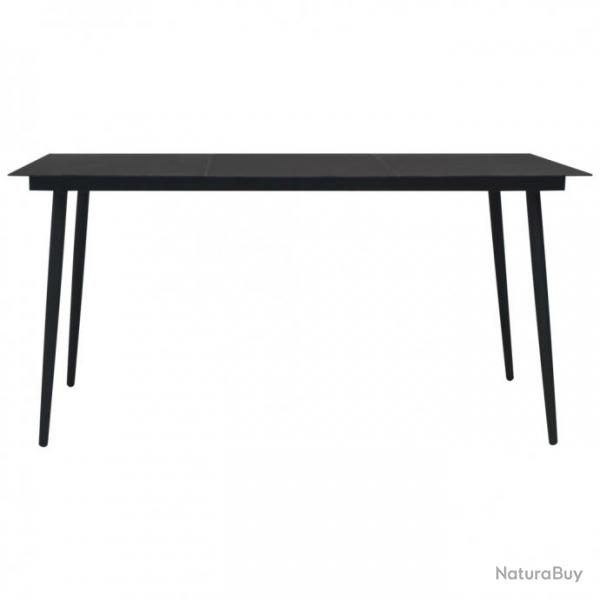 vidaXL Table  dner de jardin Noir 190x90x74 cm Acier et verre
