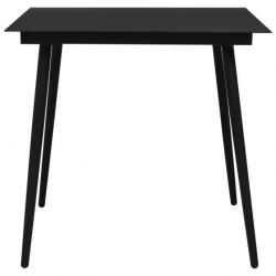 Table à dîner de jardin Noir 80x80x74 cm Acier et verre 312157