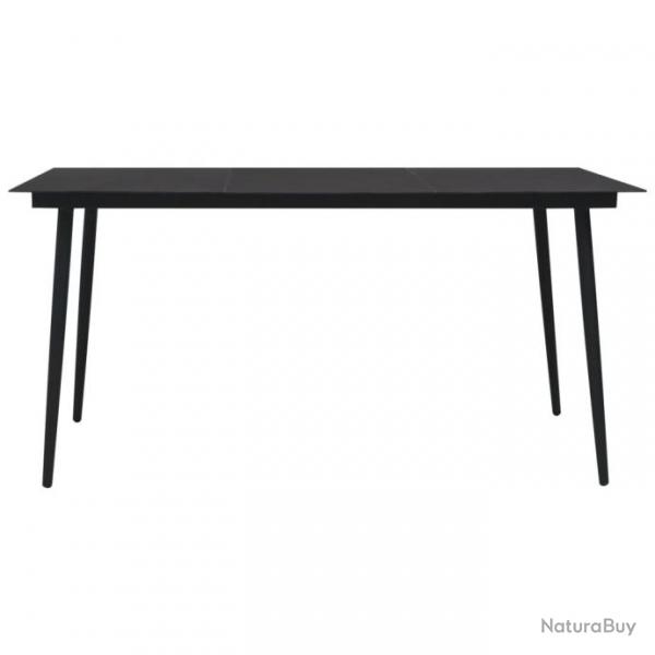 Table  dner de jardin Noir 150x80x74 cm Acier et verre 312158