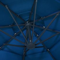 Parasol à 4 niveaux avec mât en aluminium Bleu azuré 3x3 m 313835