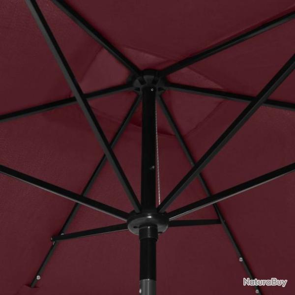 Parasol avec LED et mt en acier Rouge bordeaux 2x3 m 313790