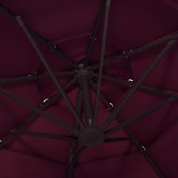 Parasol à 4 niveaux avec mât en aluminium Bordeaux 3x3 m