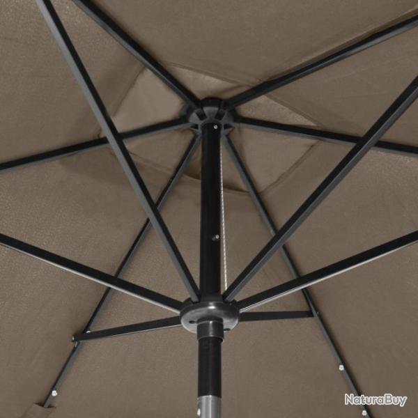 Parasol avec LED et mt en acier Taupe 2x3 m 313789