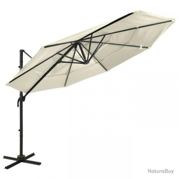 Parasol  4 niveaux avec mt en aluminium Sable 3x3 m 313828