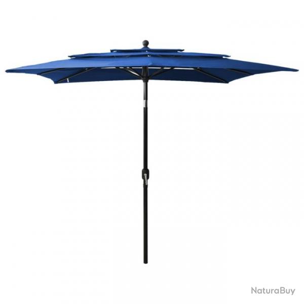 Parasol  3 niveaux avec mt en aluminium Bleu azur 2,5x2,5 m 313843