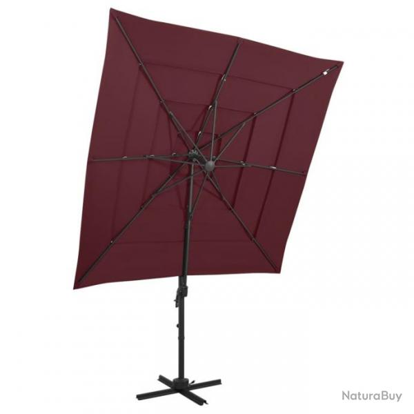 Parasol  4 niveaux avec mt en aluminium Bordeaux 250x250 cm 313824