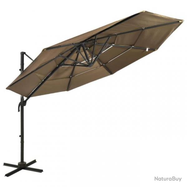 Parasol  4 niveaux avec mt en aluminium Taupe 3x3 m 313831