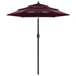 Parasol à 3 niveaux avec mât en aluminium Bordeaux 2 m 313856