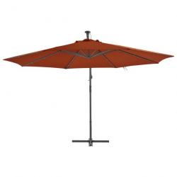 Parasol déporté avec lumières LED Terre cuite 350 cm 313783