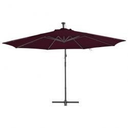 Parasol déporté avec lumières LED Rouge bordeaux 350 cm 313782