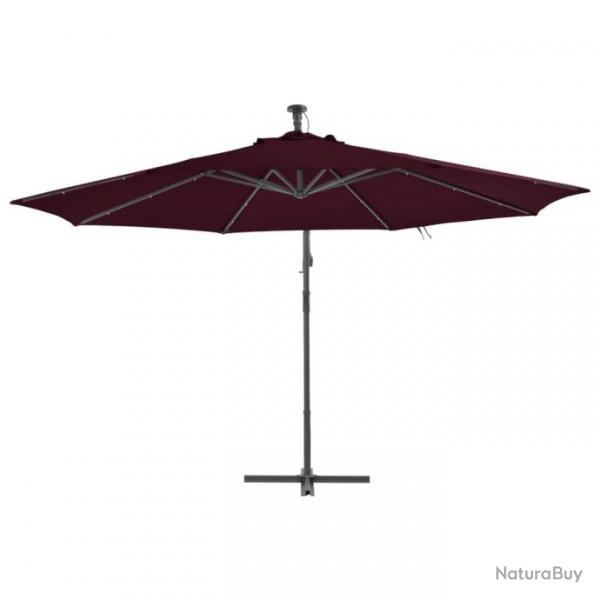 Parasol dport avec lumires LED Rouge bordeaux 350 cm 313782