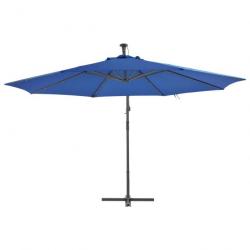 Parasol déporté avec lumières LED Bleu azuré 350 cm 313785