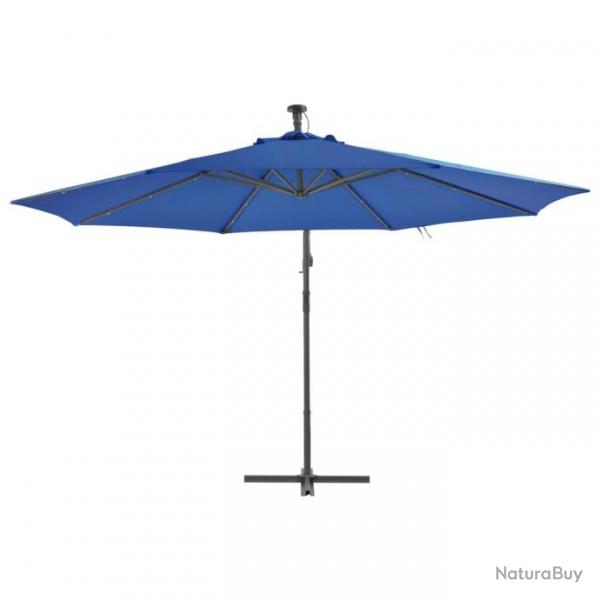 Parasol dport avec lumires LED Bleu azur 350 cm 313785