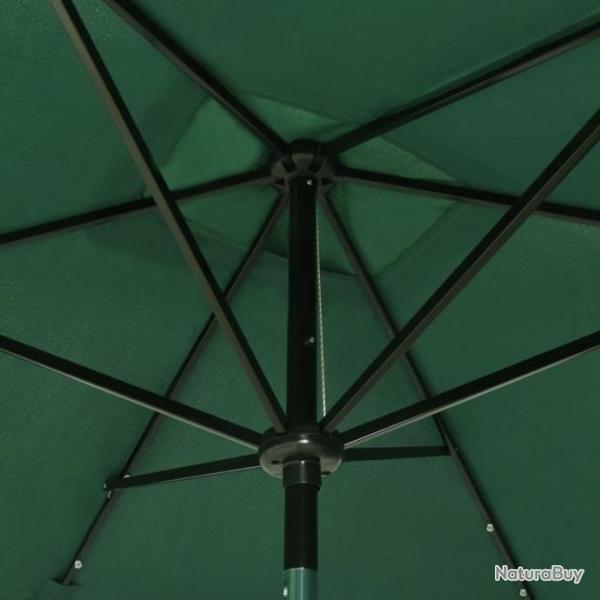 Parasol avec LED et mt en acier Vert 2x3 m 313786