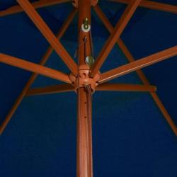 Parasol d'extérieur avec mât en bois Bleu 200x300 cm 313761