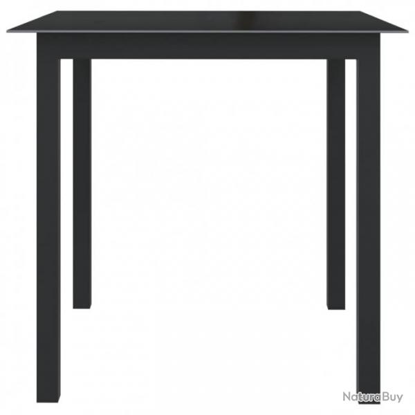 Table de jardin Noir 80x80x74 cm Aluminium et verre 312200