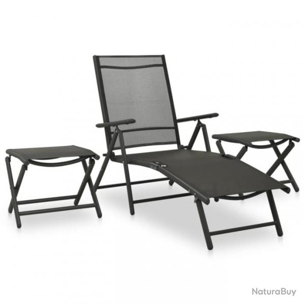 Salon de jardin 3 pcs Textilne et aluminium Noir 312198