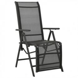 Chaises inclinables de jardin 2 pcs Textilène et aluminium Noir 312195
