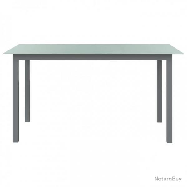 Table de jardin Gris clair 150x90x74 cm Aluminium et verre 312204