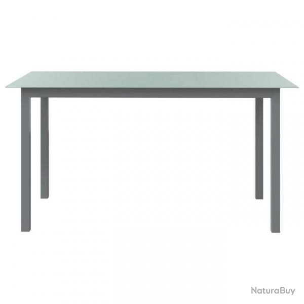 Table de jardin Gris clair 150x90x74 cm Aluminium et verre 312204