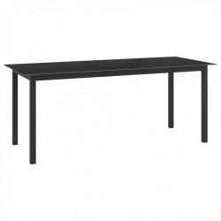 Table de jardin Noir 190x90x74 cm Aluminium et verre