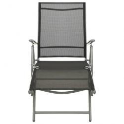 Chaise longue pliable Textilène et aluminium Noir et argenté 312191
