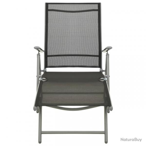Chaise longue pliable Textilne et aluminium Noir et argent 312191