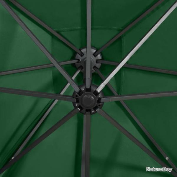 Parasol dport avec mt et lumires LED Vert 300 cm 312329