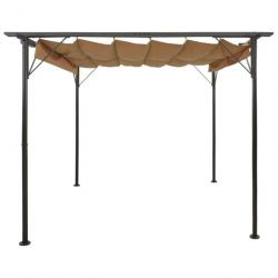 Pergola avec toit rétractable Taupe 3x3 m Acier 180 g/m² 312227