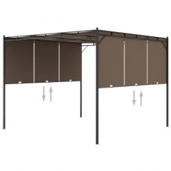 Belvedere auvant de jardin avec rideau latéral 3x3x2,25 m Taupe 312263