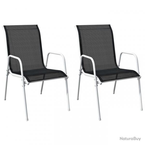 Chaises empilables de jardin 2 pcs Acier et textilne Noir 313070