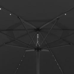 Parasol d'extérieur avec LED et mât en métal 400 cm Noir 312536