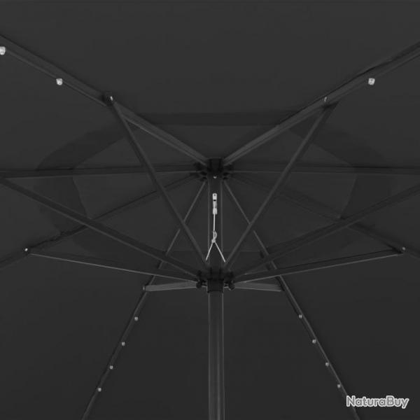 Parasol d'extrieur avec LED et mt en mtal 400 cm Noir 312536