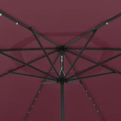 Parasol d'extérieur avec LED et mât en métal 400 cm Bordeaux 312534