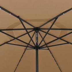 Parasol d'extérieur avec LED et mât en métal 400 cm Taupe