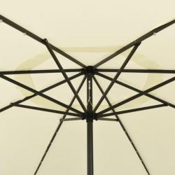 Parasol d'extérieur avec LED et mât en métal 400 cm Sable 312530