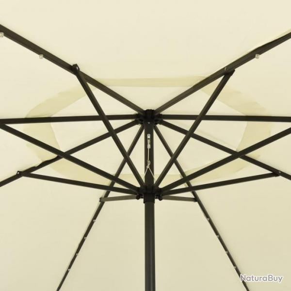 Parasol d'extrieur avec LED et mt en mtal 400 cm Sable 312530