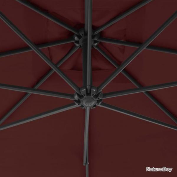 Parasol dport avec mt en acier 300 cm Rouge bordeaux