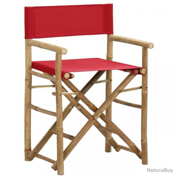 Chaises pliables de directeur 2 pcs Rouge Bambou et tissu 313031