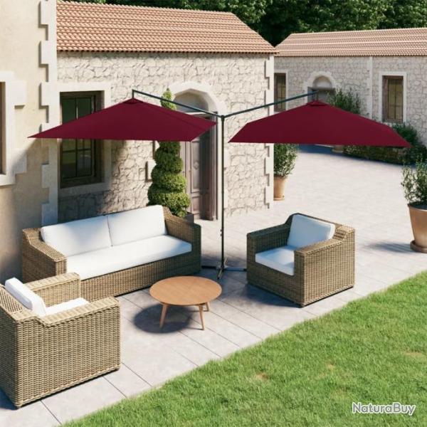 Parasol double avec mt en acier Rouge bordeaux 600x300 cm 312558